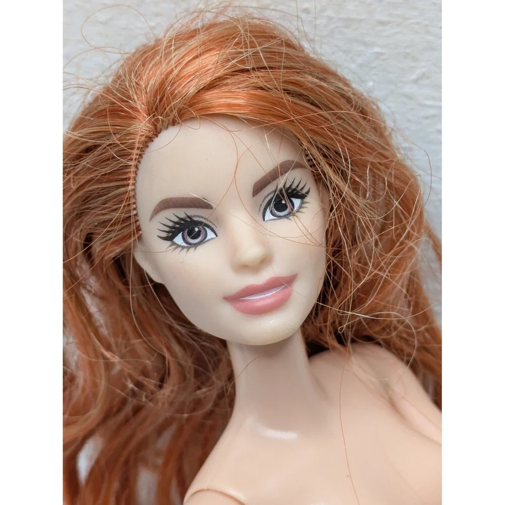 Barbie Articulated Redhead Doll Nude Fitness Auburn Red Hair 2015